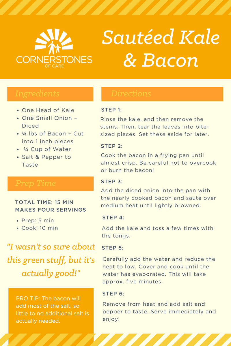 Sauteed Kale and Bacon Recipe Card - Healthy Recipe